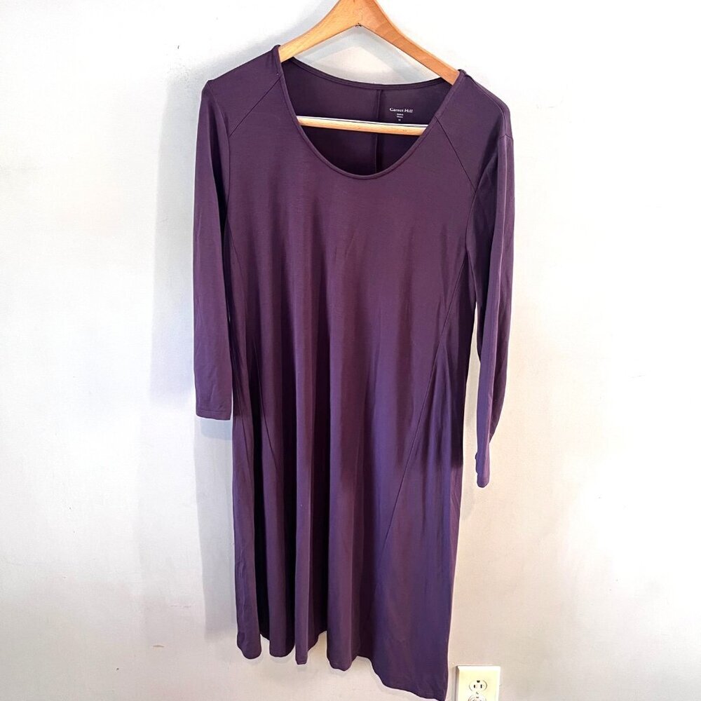 Garnet Hill Womens M Purple Tencil Blend Long Sleeve‎ Dress